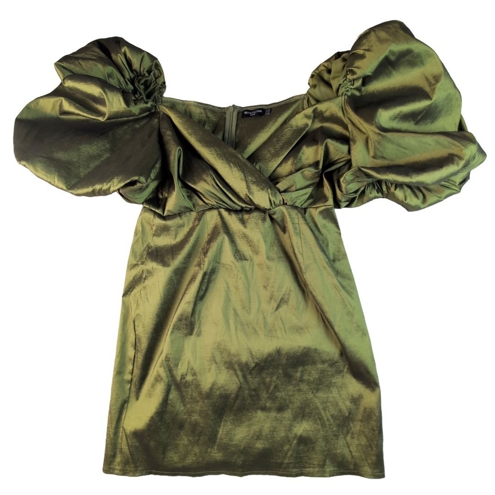 Green Princess Sleeve Puff Sleeve Mini Dress Size‎ 16 Party Dance Club